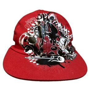 Disney Parks Adult Red Black Mickey Mouse Hat Electric Guitar Headphone Cap Hat